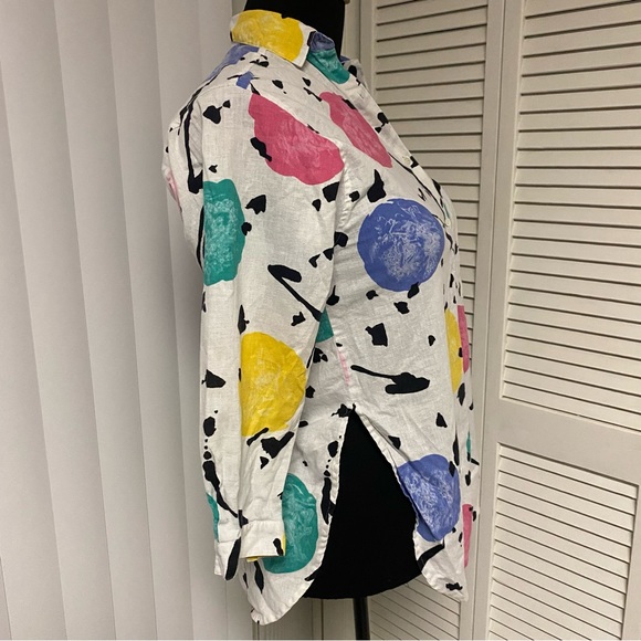 ToTonKo Abstract Print Button Up Long Sleeve Size Petite - Picture 3 of 7